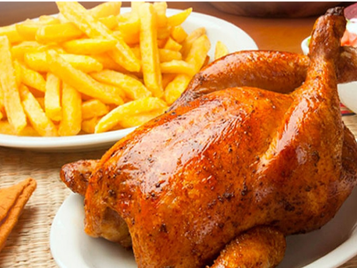 Pollo braseado al horno C/Fritas