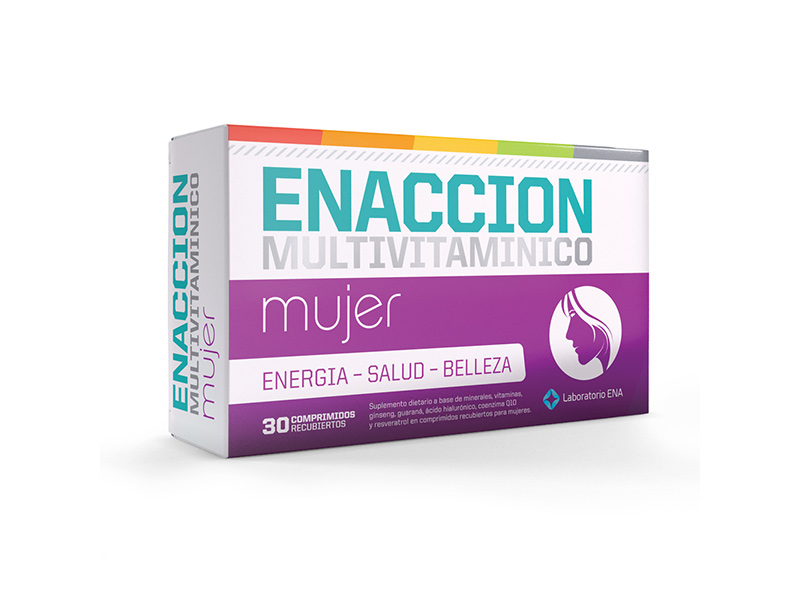 MULTIVITAMINICO MUJER Energia  + Vitaminas + Minerales + Guaraná + Ginseng + Ácido Hialurónico + Conezima Q10 + Resveratrol