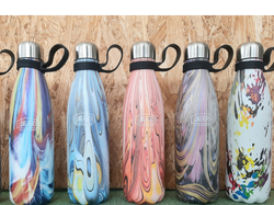 BOTELLAS TERMICAS LUMILAGROS CAMUFLADAS Y ENGOMADAS DE ACERO C/TAPA A ROSCA X 500 ML