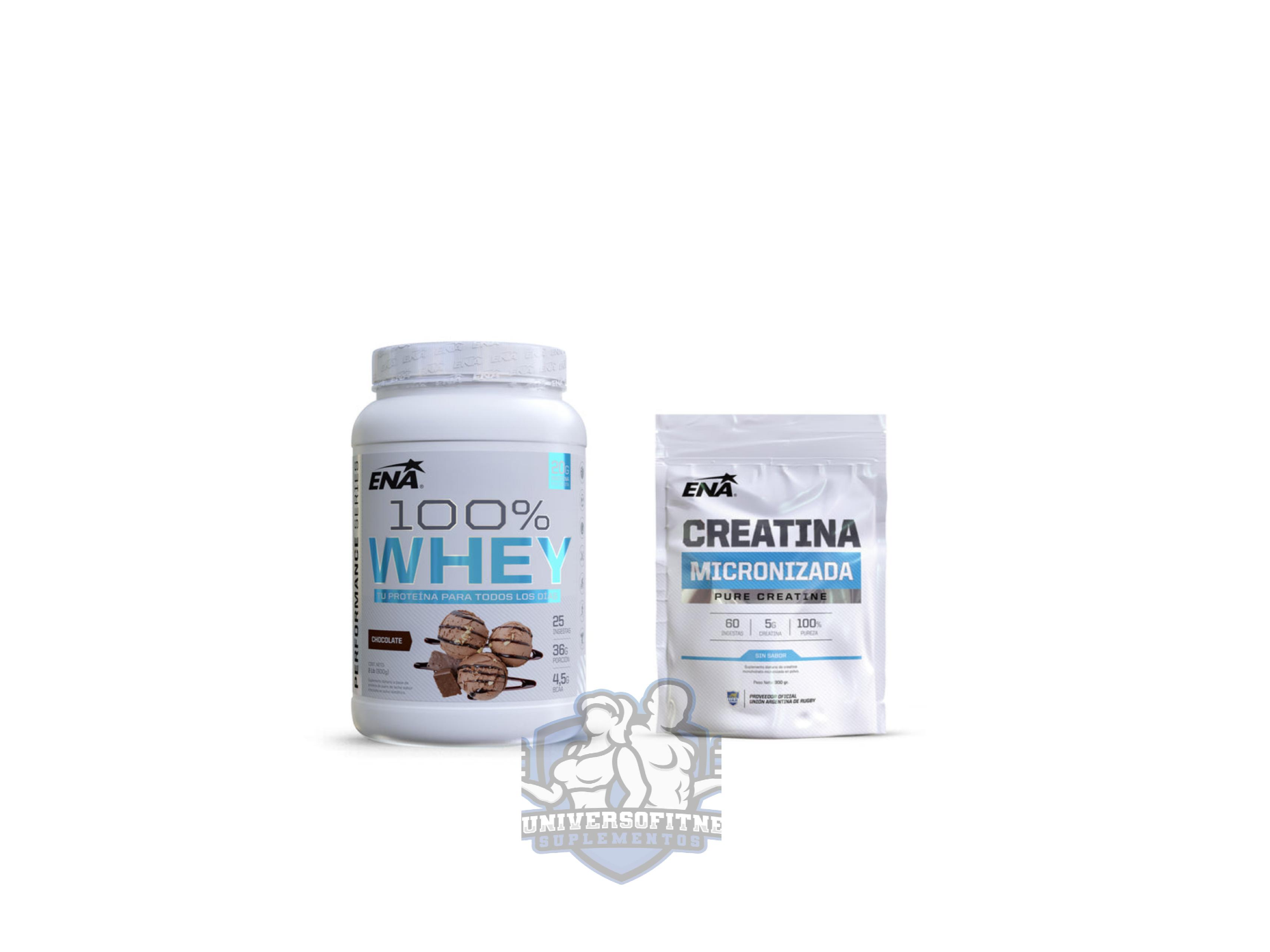 COMBO ANABOL 2 - WHEY 100% X2LBS + CREATINA X 300GRS - ENA SPORT - MASA MUSCULAR