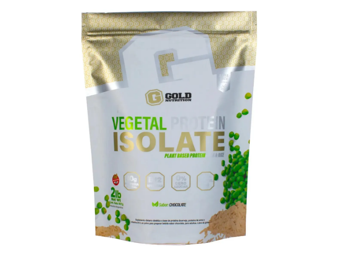 Vegetal Protein Isolate 2lbs 100% B12 Gold Nutrition Vegan Sabor Chocolate