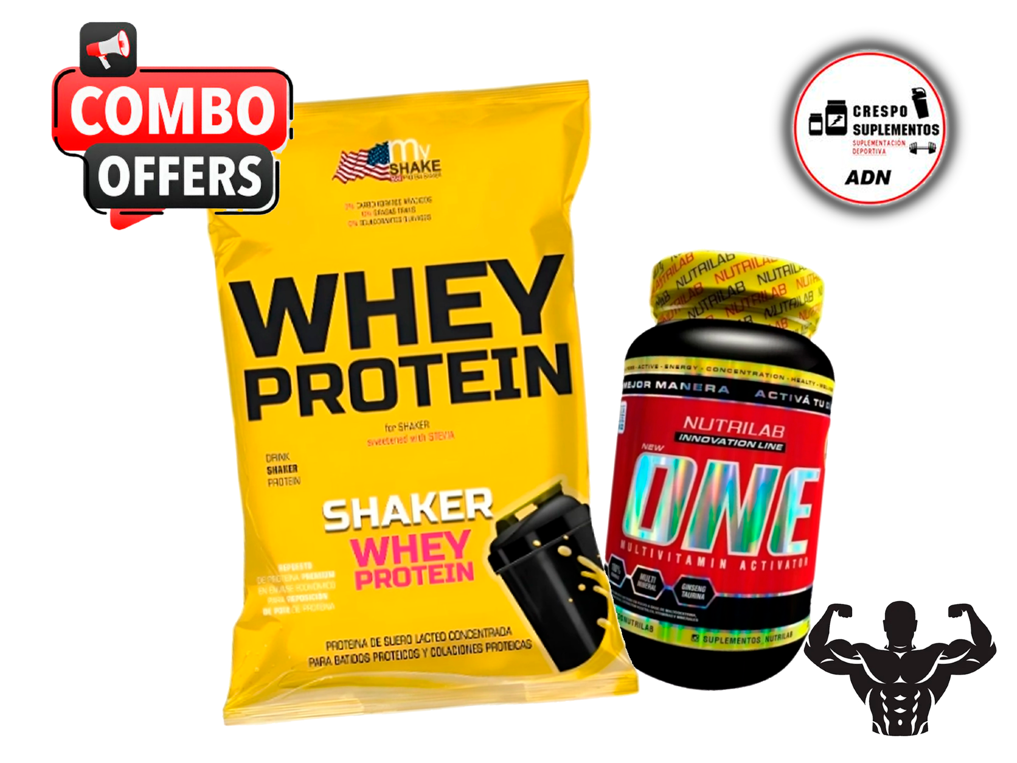 Proteina My Shake 1 Kg + Multivitaminico Nutrilab One 120 Comprimidos