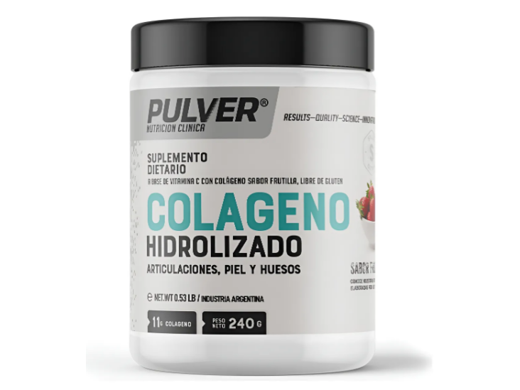 Colageno Hidrolizado Pulver x 240 grs Sabor Frutilla