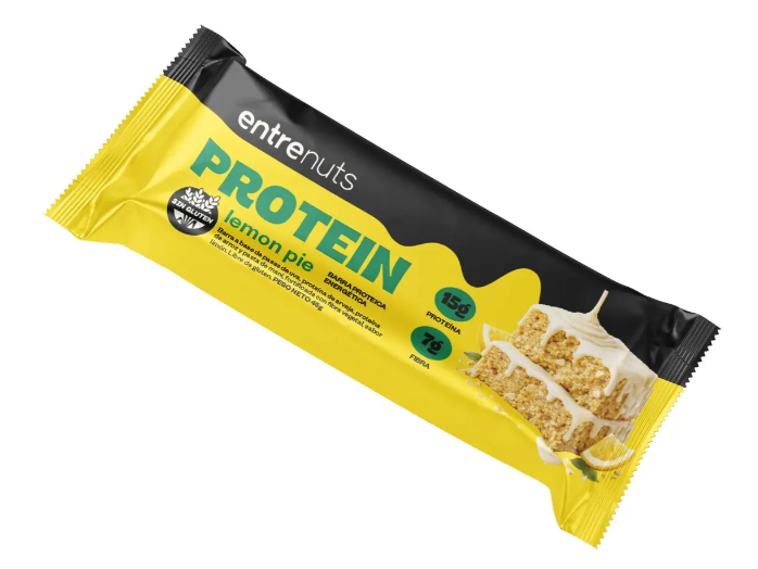 Barra Proteica  Entrenuts  Sabor Lemon Pie Sin Gluten -1 Unidad Barrita Proteica