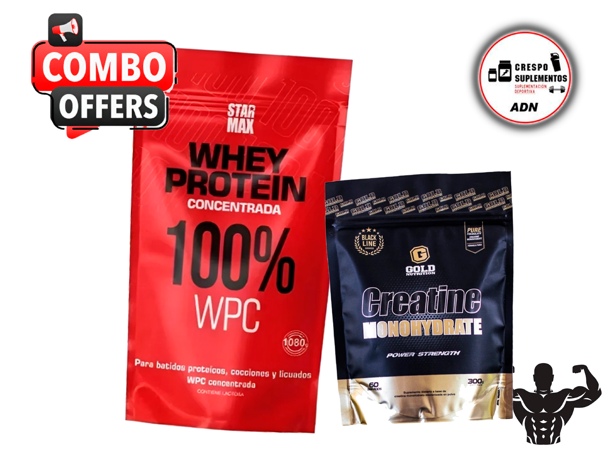 Proteína Starmax Pro 1 Kg + Creatina Gold Nutrition 300 grs