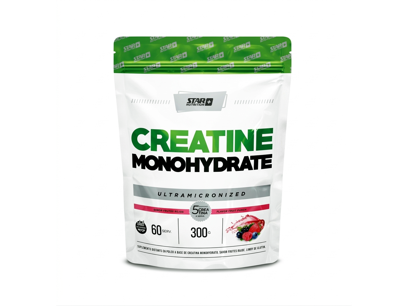 Creatina Monohidratada Star Nutrition 300 Gr - Doypack Sabor Frutos Rojos