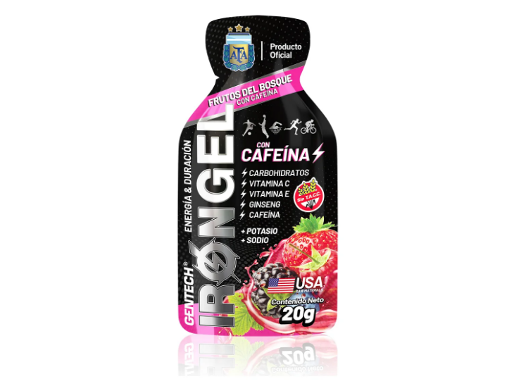 Caja Iron Gel Gentech Con Cafeina Caja x 6 unidades Sabor Frutos del bosque