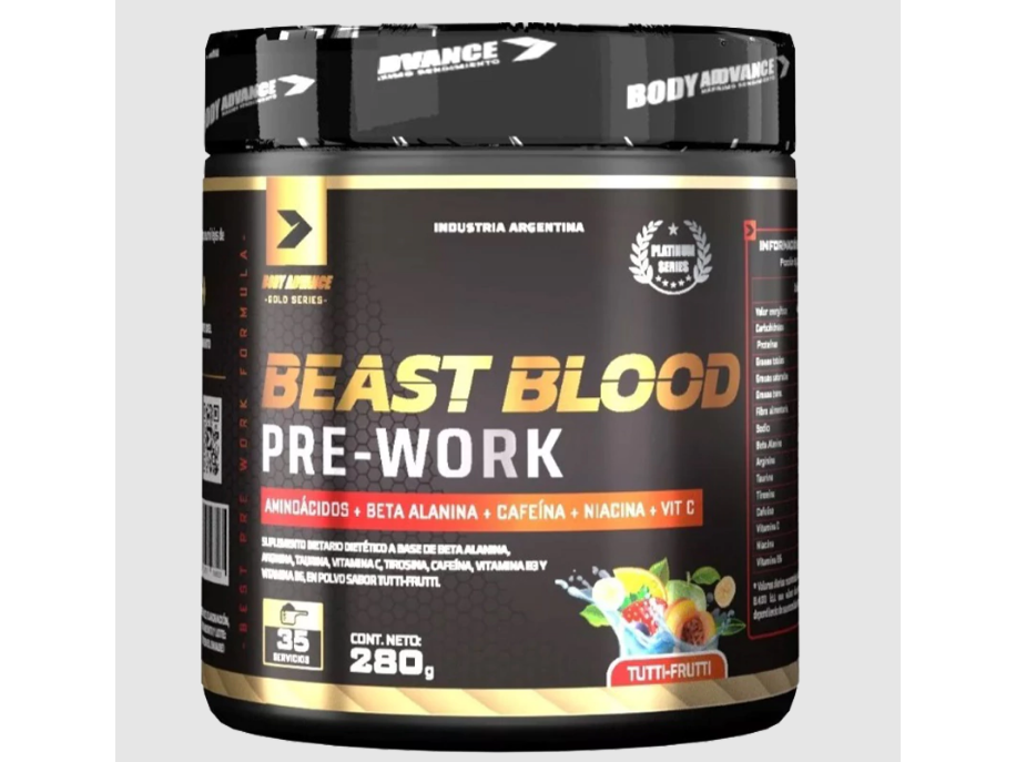 Pre Entreno Beast Blood Pre-work Body Advance 280 Gr Sabor Tuti-frutti
