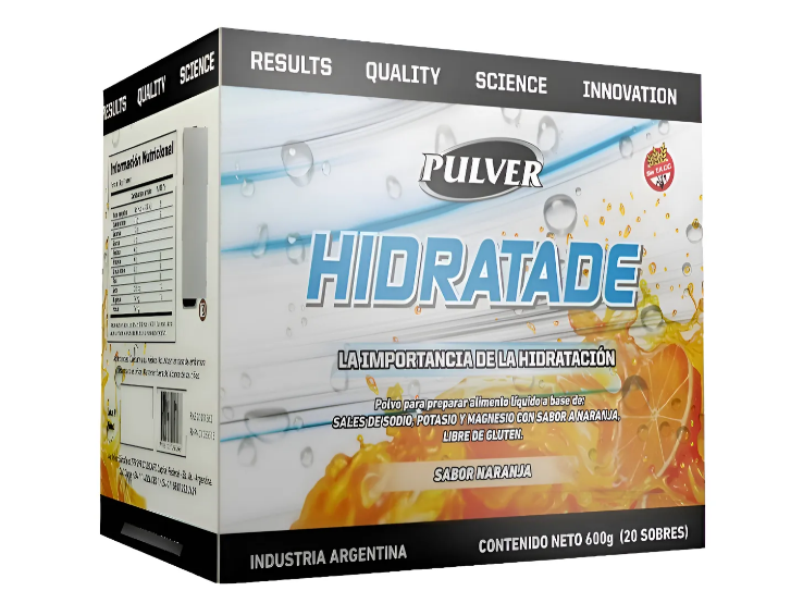 Hidratade Pulver Bebida Isotónica - 600g  Sabor Naranja - 20 sobres de 30 grs