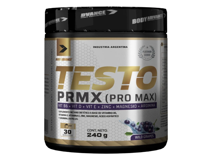Testo Pro Max Body Advance 240g Magnesio Vitamina B6 Zinc Sabor Wild Grapes