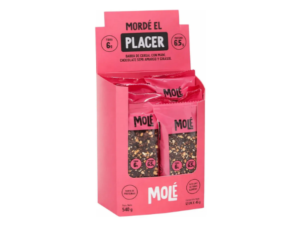 Barras Placer Molé X12 - Maní Y Chocolate 540g
