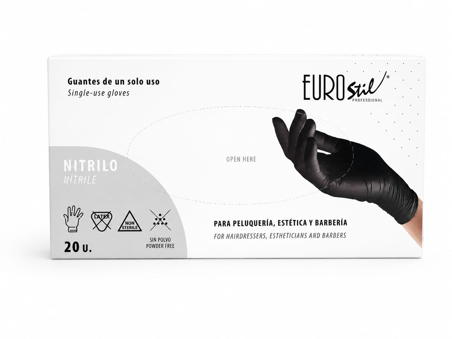 CAJA 20 GUANTES DE NITRILO NEGROS MED.