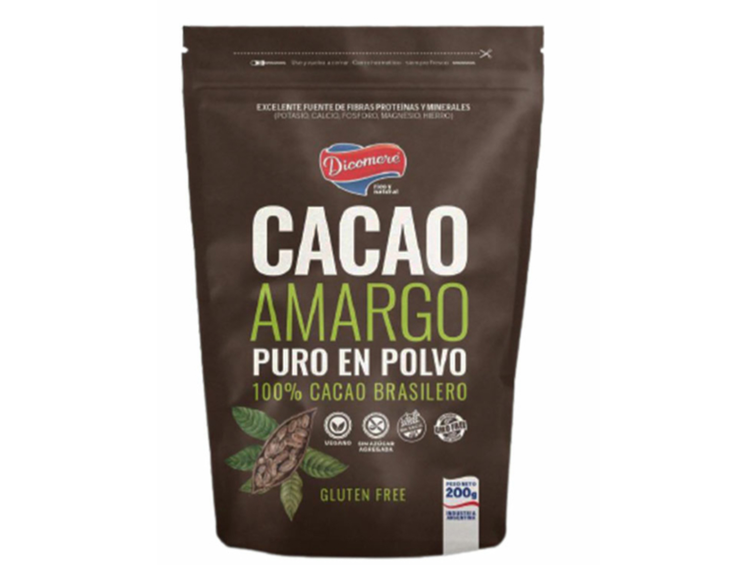 Cacao amargo puro dicomere sin TACC 200gr