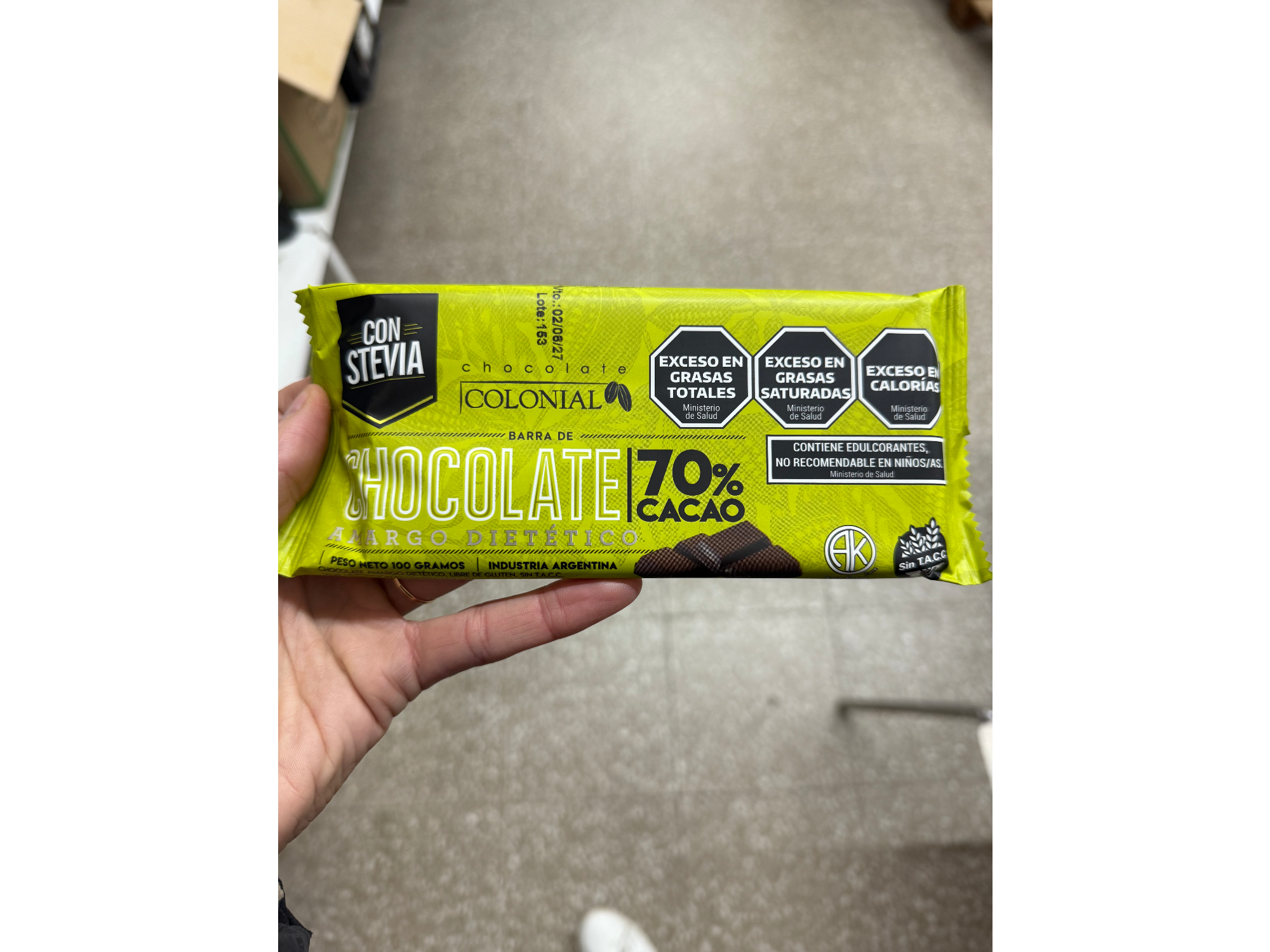 Chocolate 70% con stevia