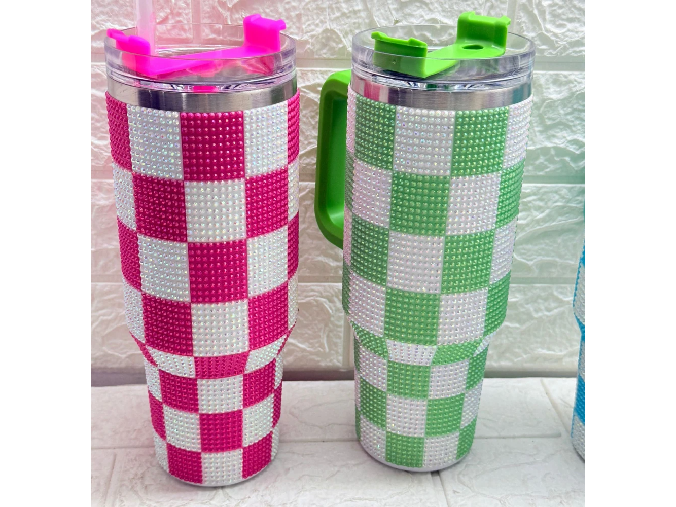 VASO QUENCHER STRASS CUADROS - LELONG - WD-T055