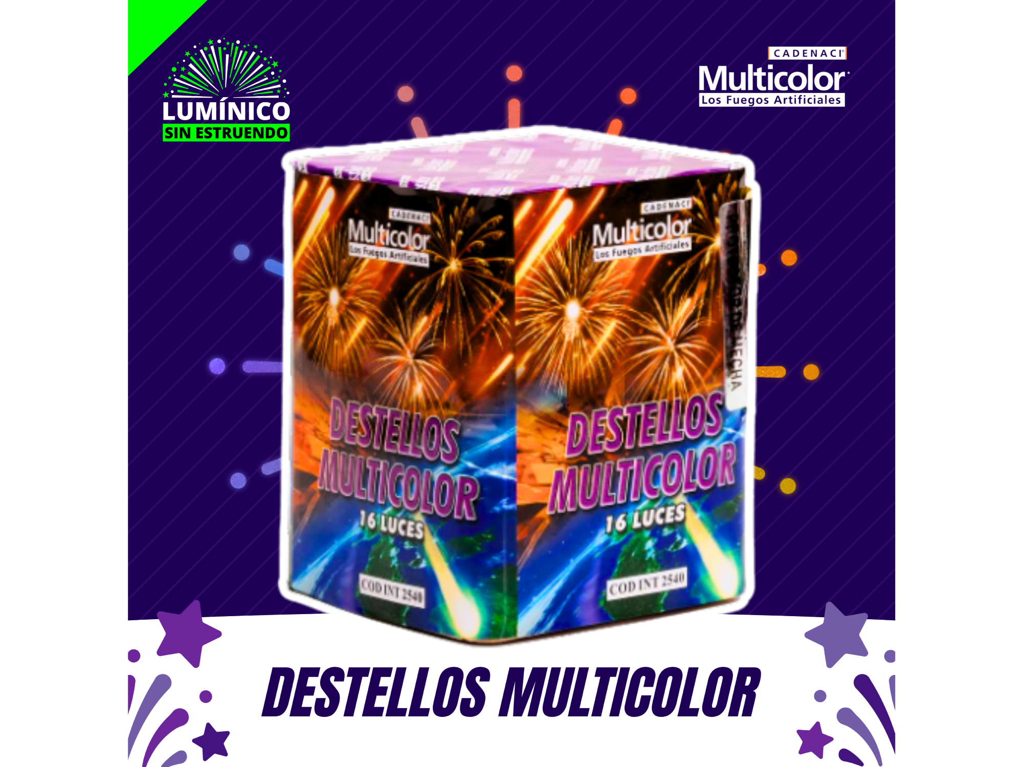 Torta Destellos Multicolor 16 Tiros (SIN ESTRUENDO)