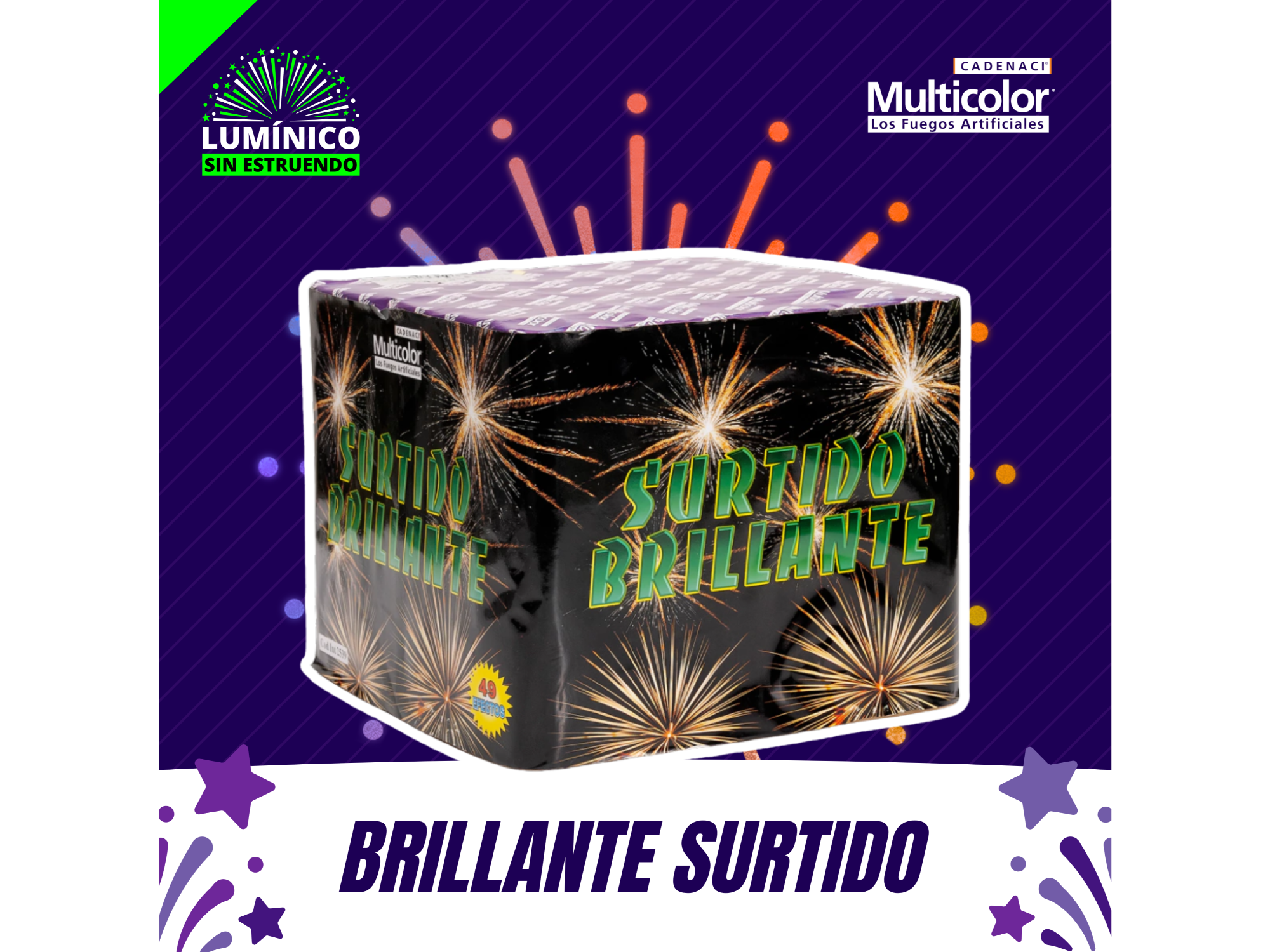 Torta Surtido de Luces Brillanes 56 Tiros (SIN ESTRUENDO)