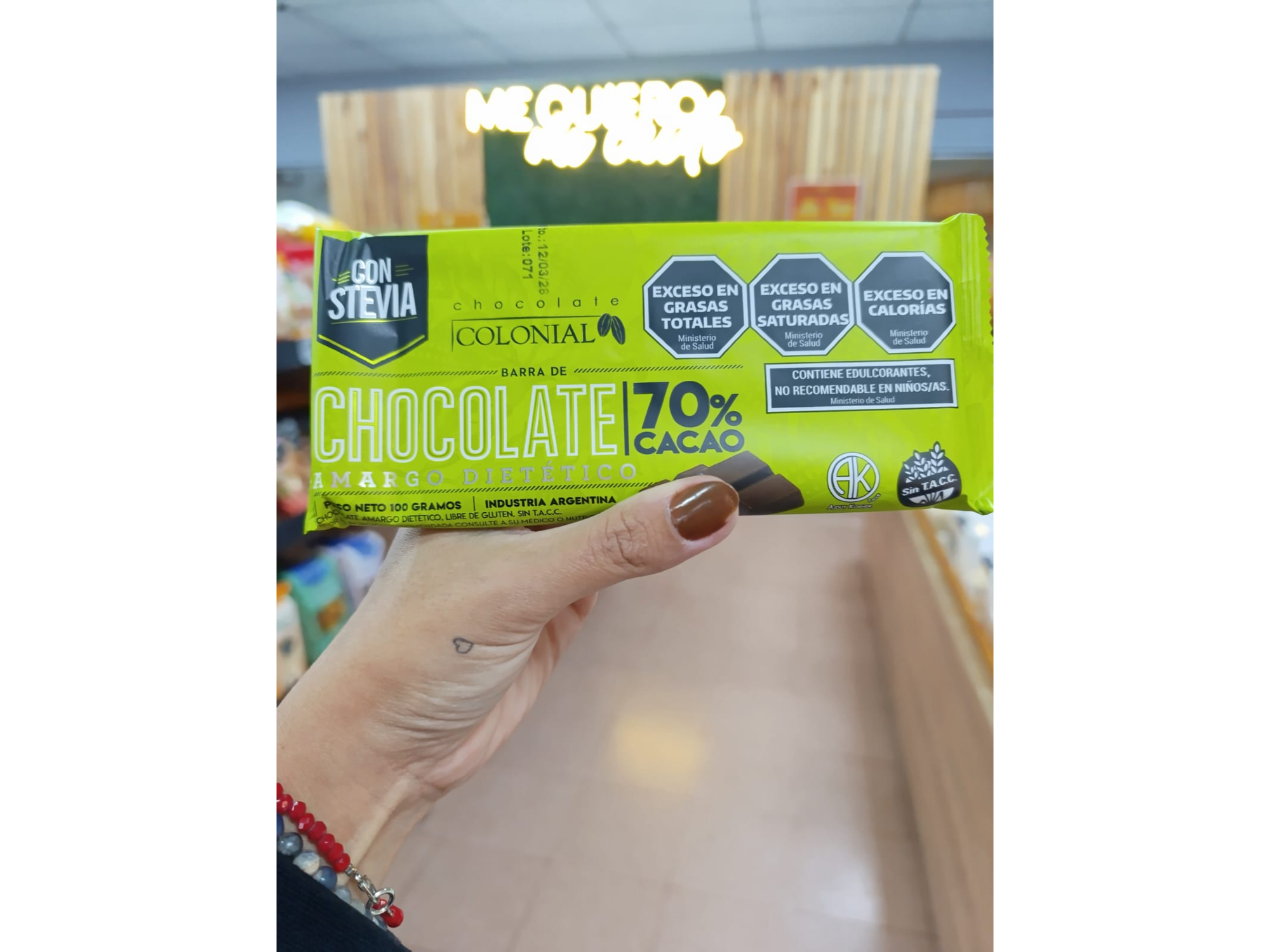 TABLETA "COLONIAL" 70% SIN AZUCAR X 100 GR.