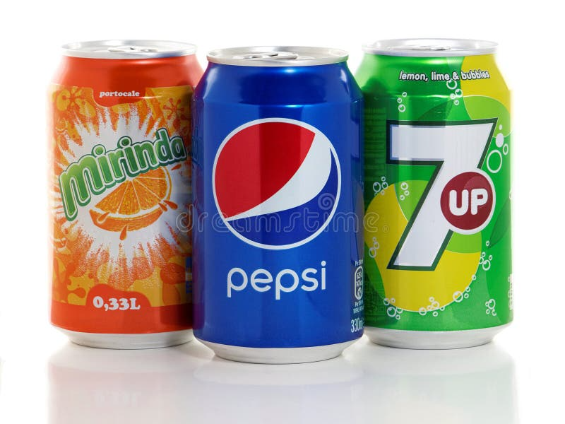Lata pepsi, mirinda y 7up x24