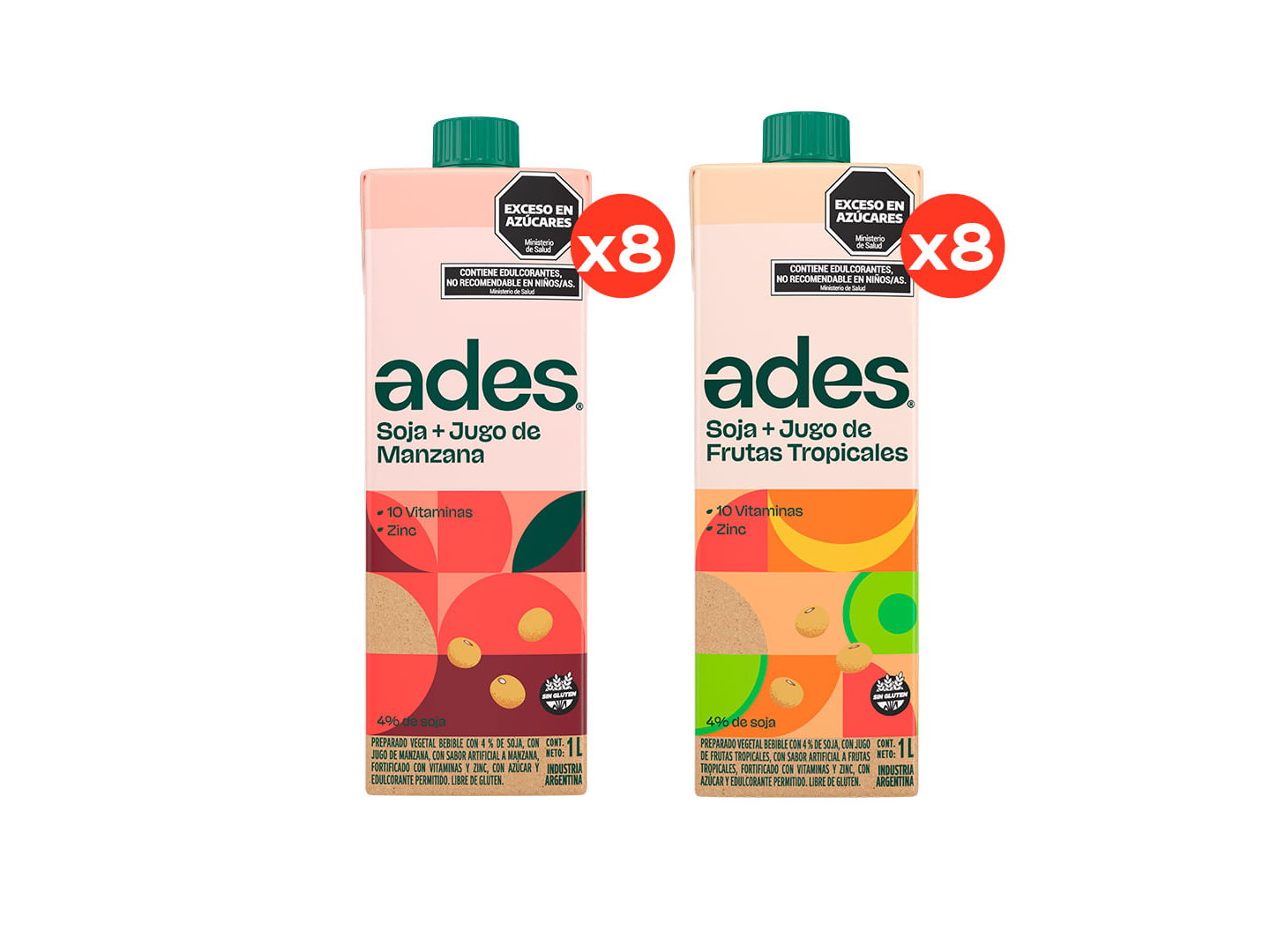 Jugo ades 1 litro x8