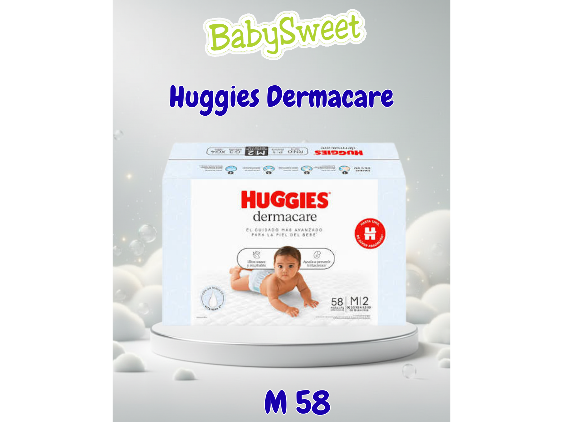 PAÑAL HUGGIES DERMACARE M2 - 58 UNIDADES de Baby Sweet