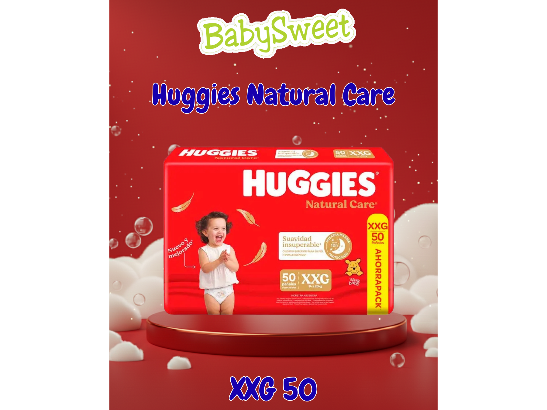 PAÑAL HUGGIES NATURAL CARE XXG  - 50 UNIDADES