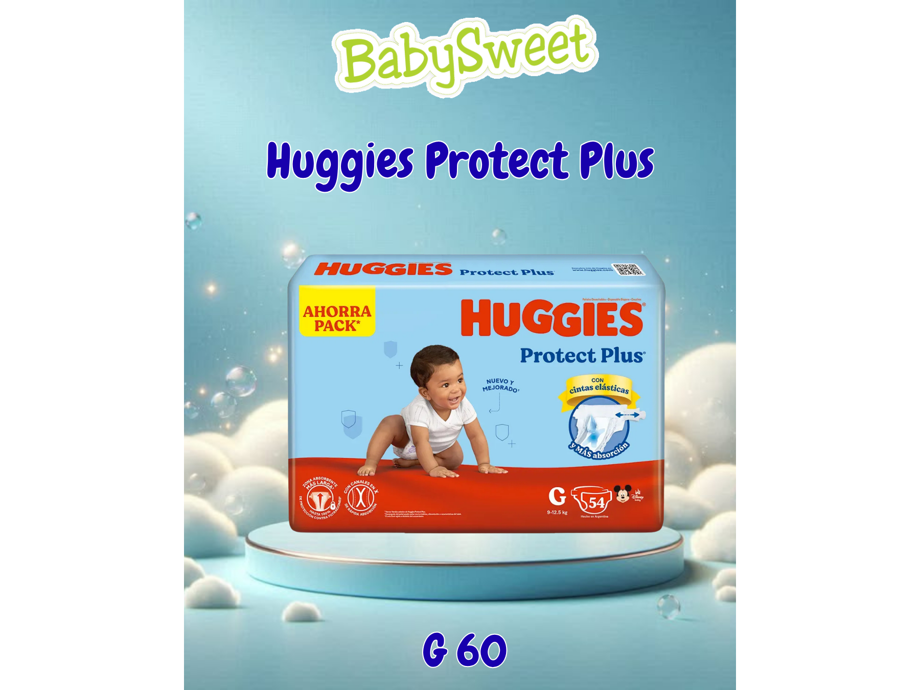 PAÑAL HUGGIES PROTECT PLUS G  - 60 UNIDADES