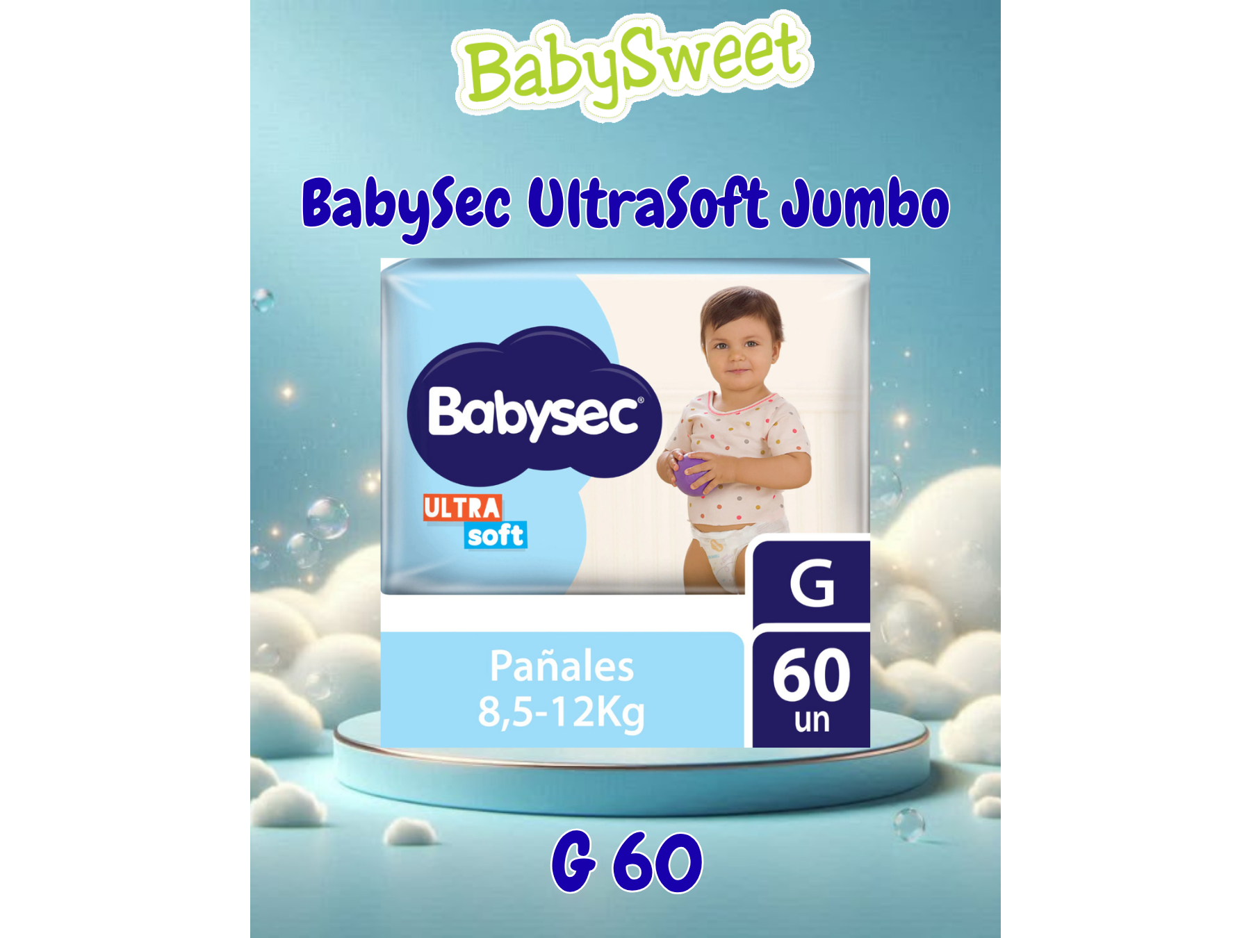 PAÑAL BABYSEC ULTRASOFT JUMBO G - 60 UNIDADES