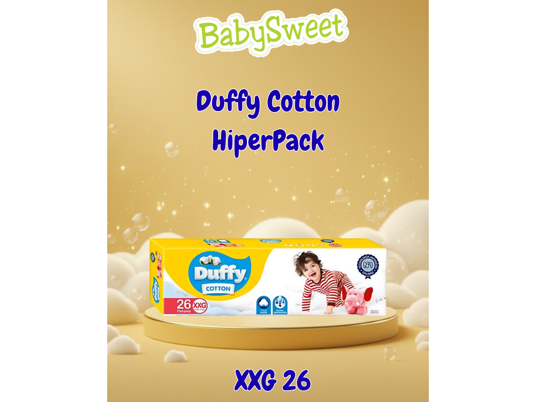 PAÑAL DUFFY COTTON MEGA AHORRO XXG - 26 UNIDADES