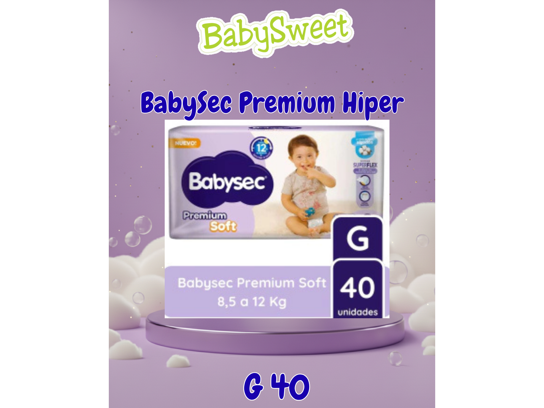 PAÑAL BABYSEC PREMIUM HIPER G - 40 UNIDADES