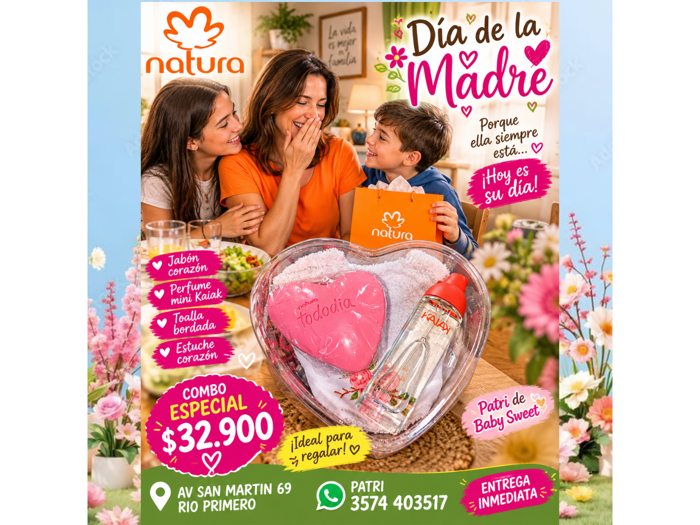 COMBO PERFUME KAIAK MINI + JABÓN CORAZÓN + TOALLA BORDADA + ESTUCHE EXCLUSIVO