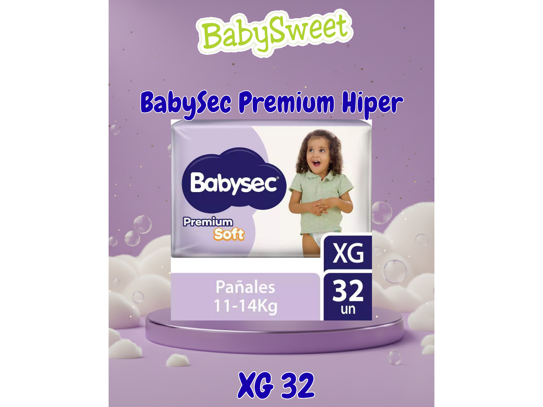 PAÑAL BABYSEC PREMIUM HIPER XG - 32 UNIDADES