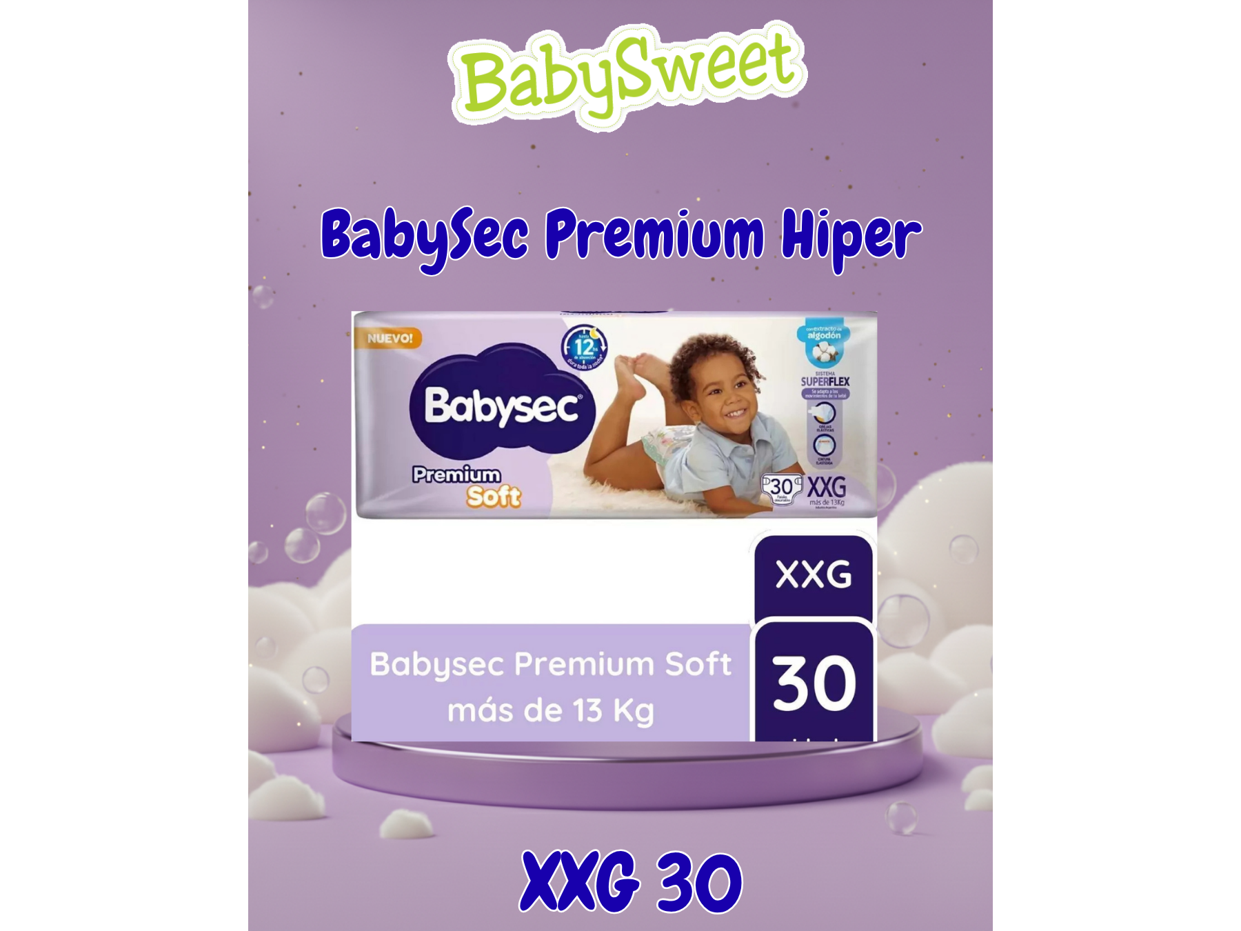 PAÑAL BABYSEC PREMIUM HIPER XXG - 30 UNIDADES