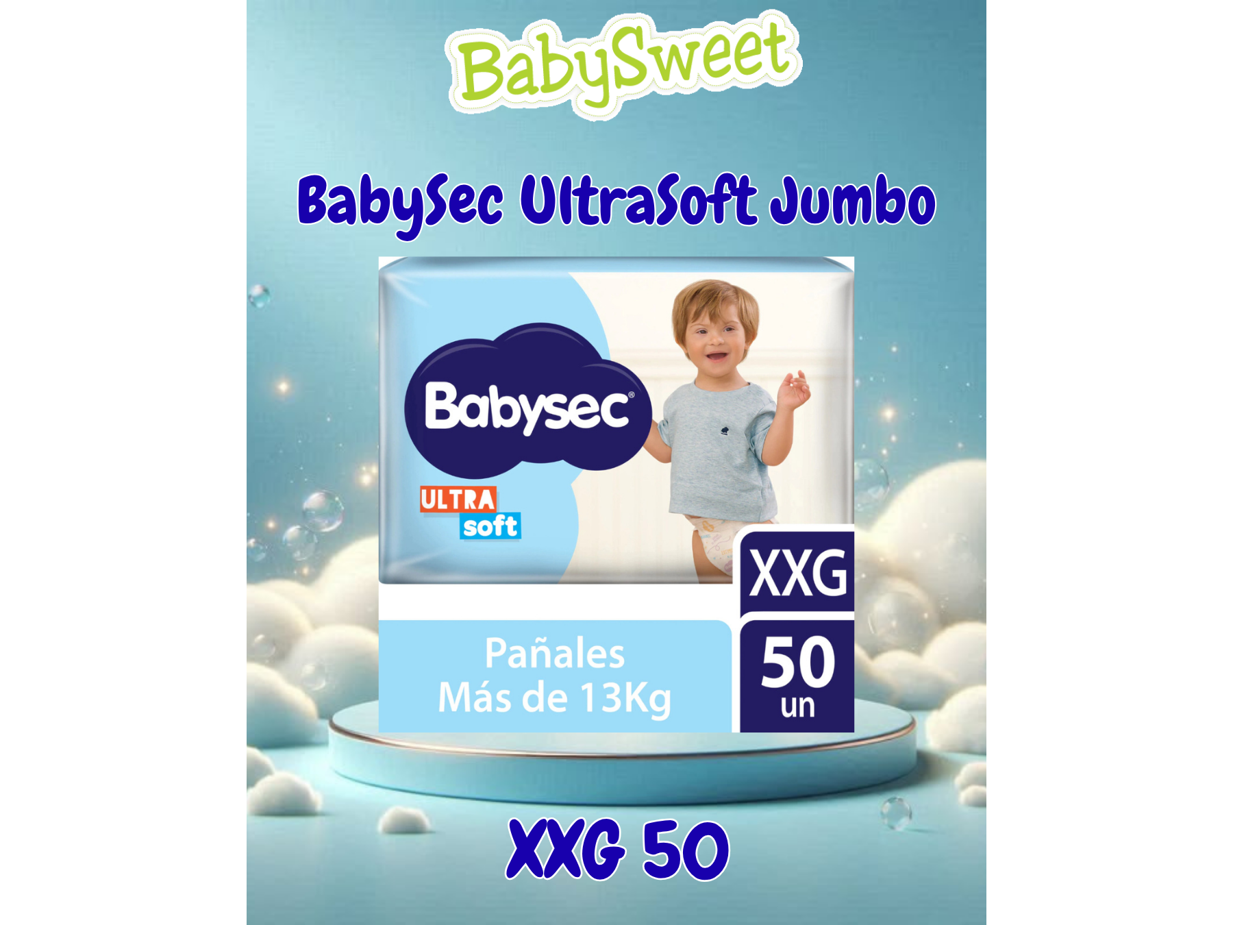 PAÑAL BABYSEC ULTRASOFT JUMBO XXG - 50 UNIDADES