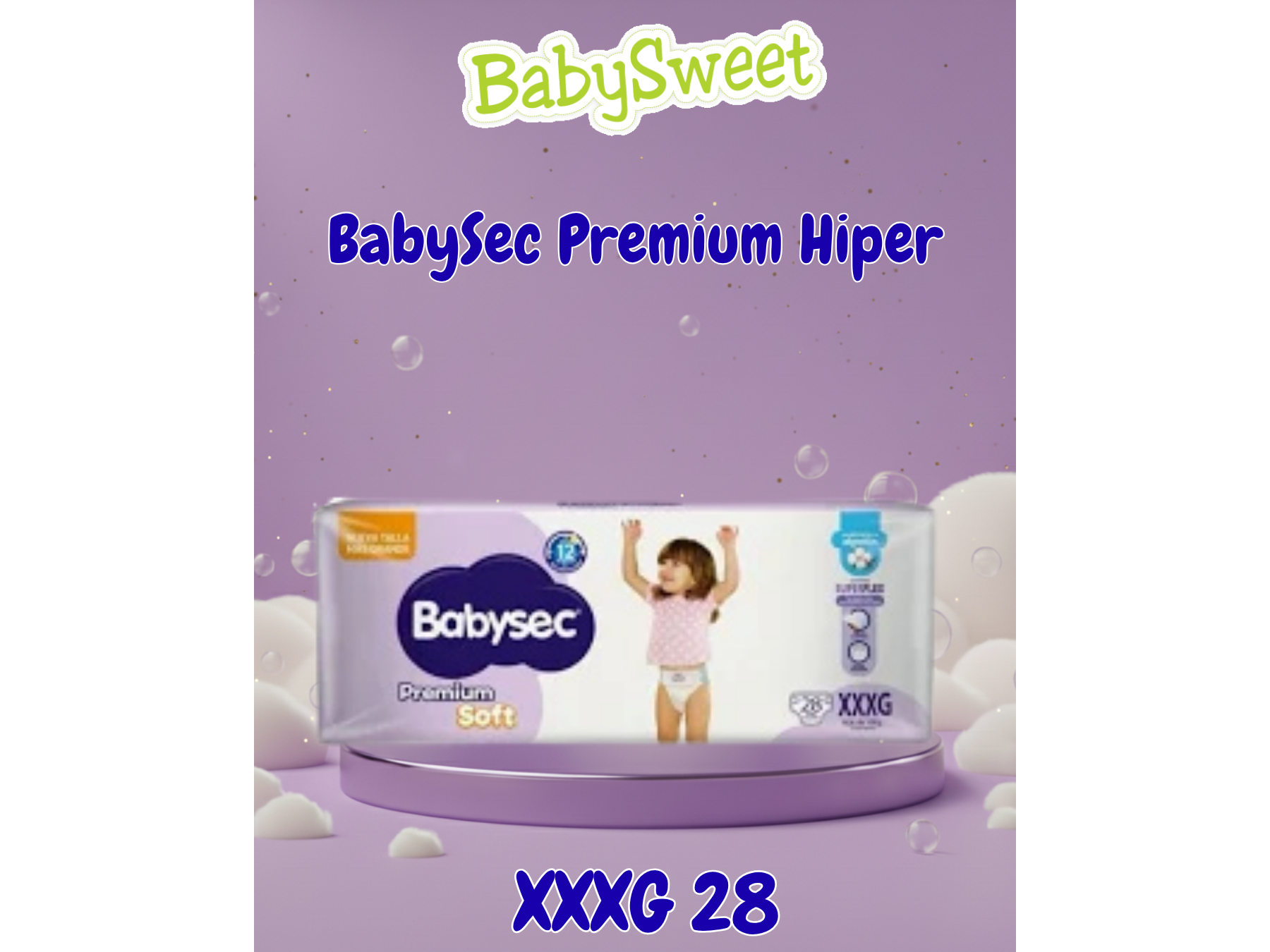 PAÑAL BABYSEC PREMIUM HIPER XXXG - 28 UNIDADES