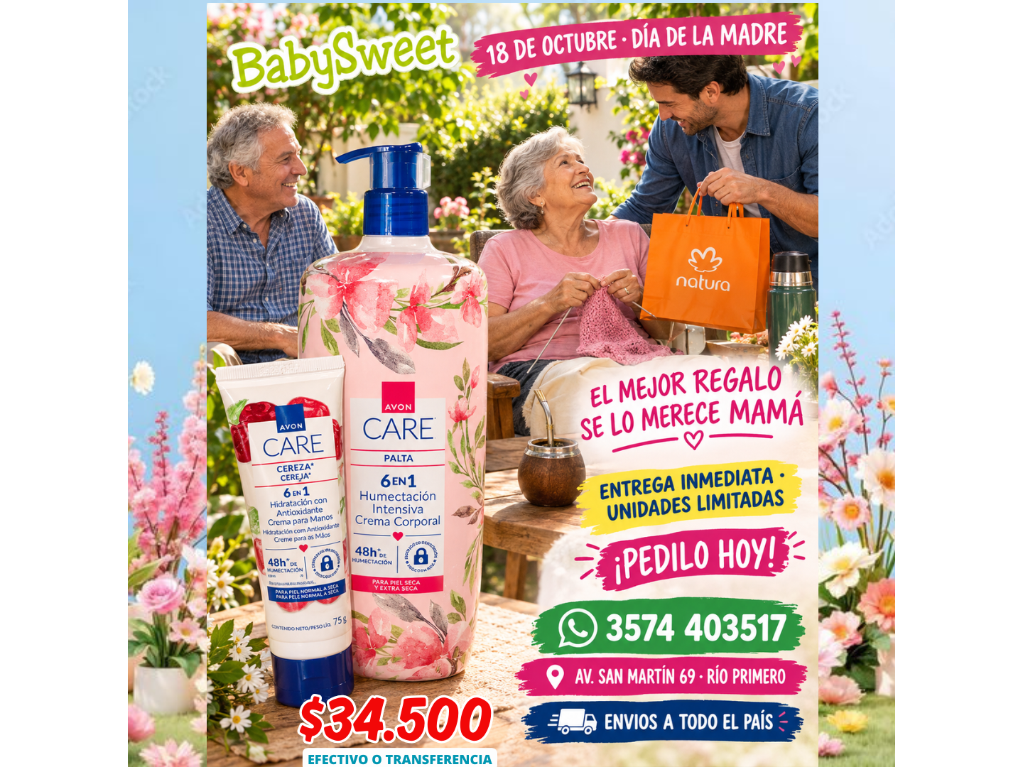 COMBO HIDRATANTE CORPORAL + CREMA DE MANOS AVON CARE