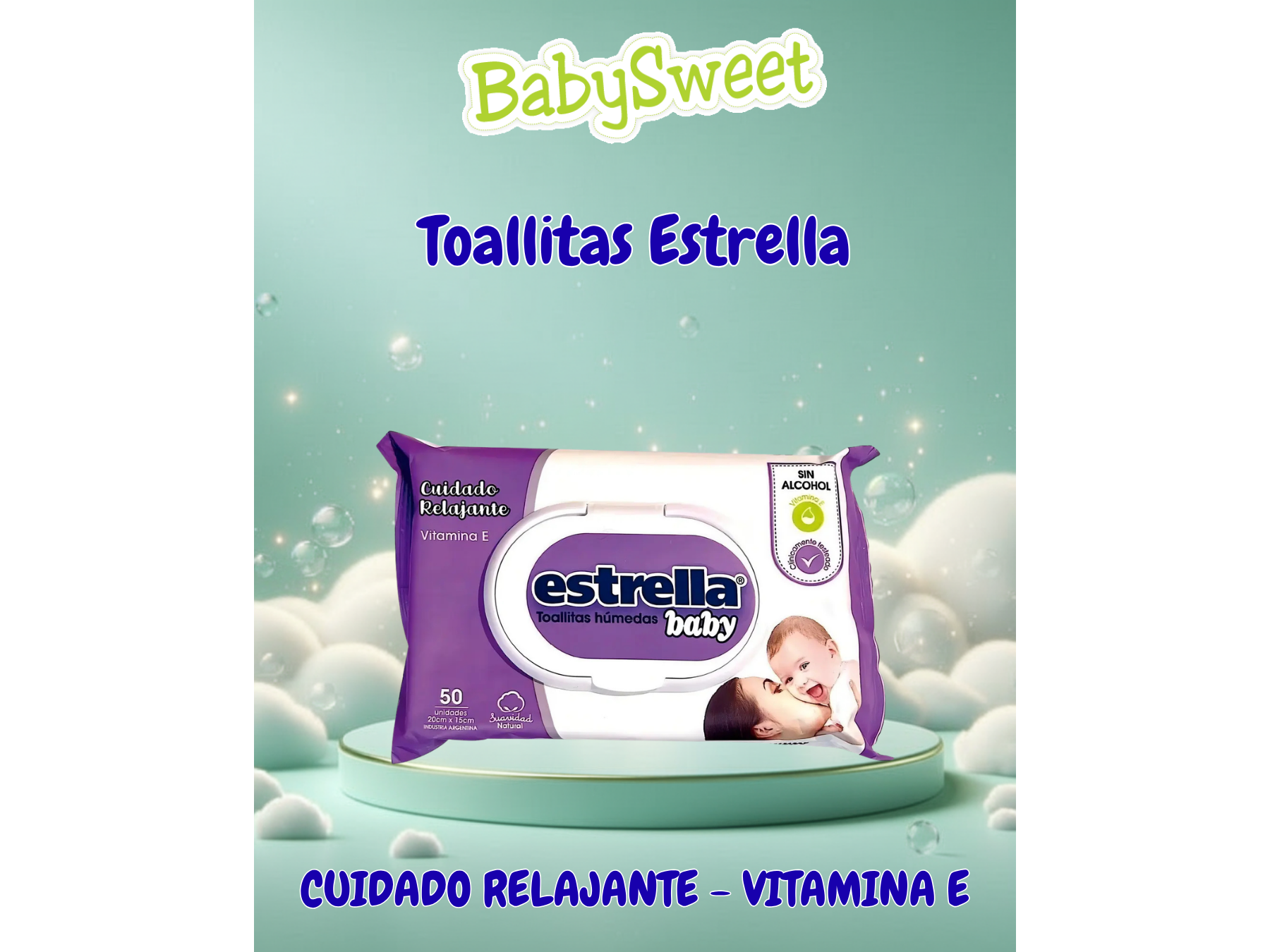 TOALLITAS ESTRELLA CUIDADO RELAJANTE - 50 UNIDADES