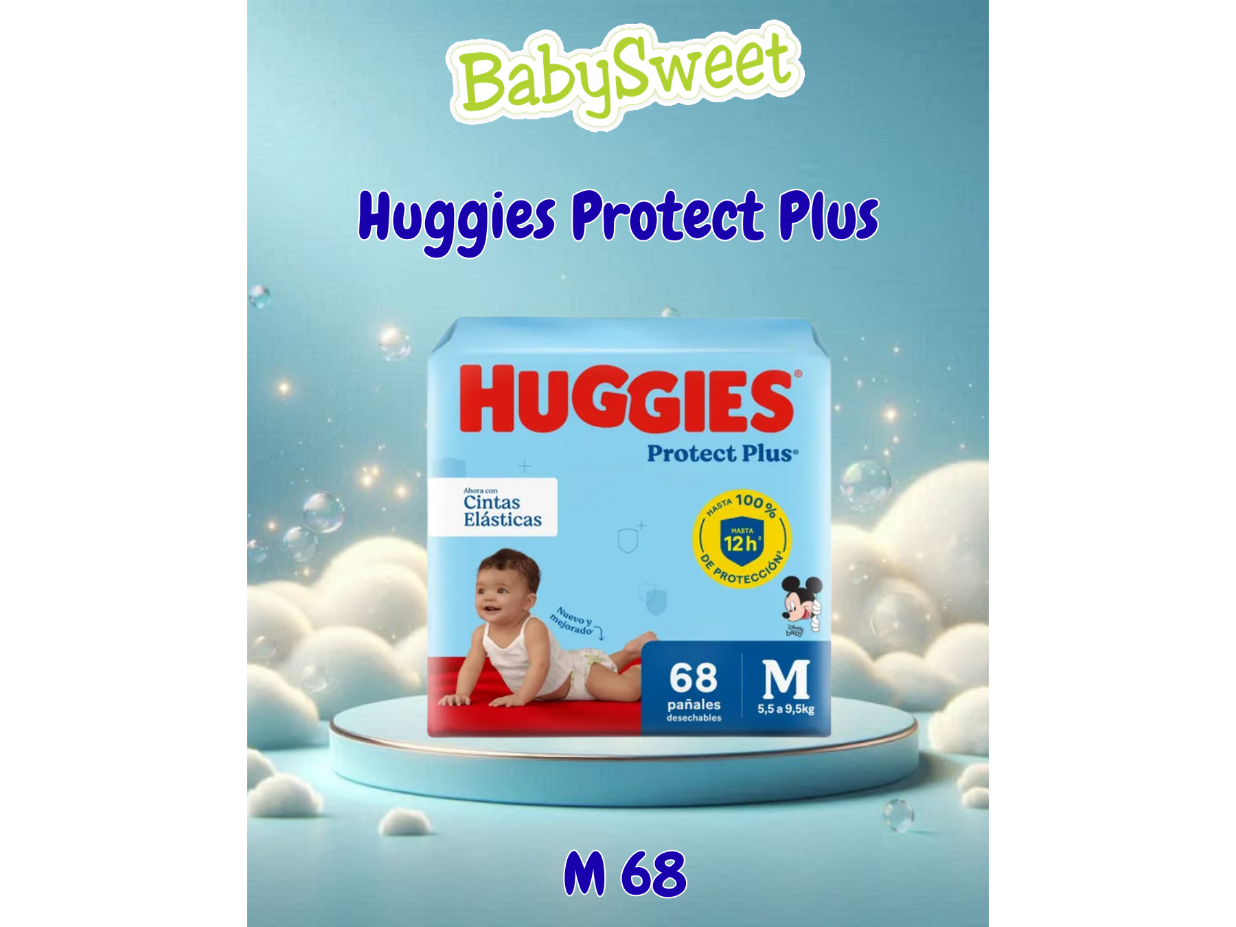 PAÑAL HUGGIES PROTECT PLUS M - 68 UNIDADES