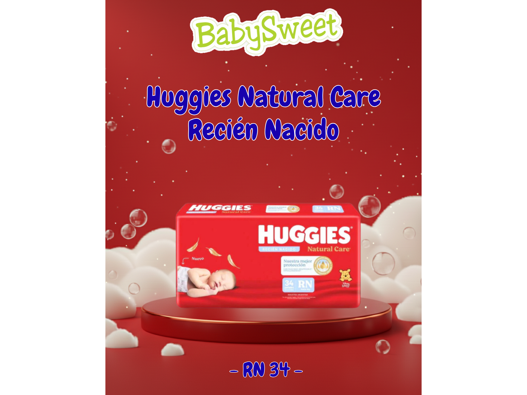 PAÑAL HUGGIES NATURAL CARE RN - 34 UNIDADES de Baby Sweet