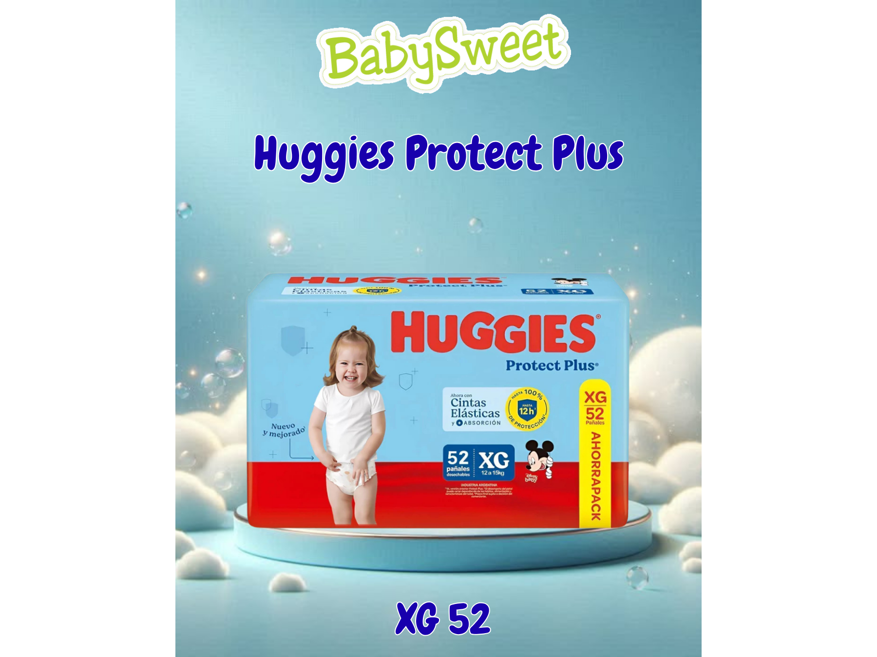 PAÑAL HUGGIES PROTECT PLUS XG - 52 UNIDADES