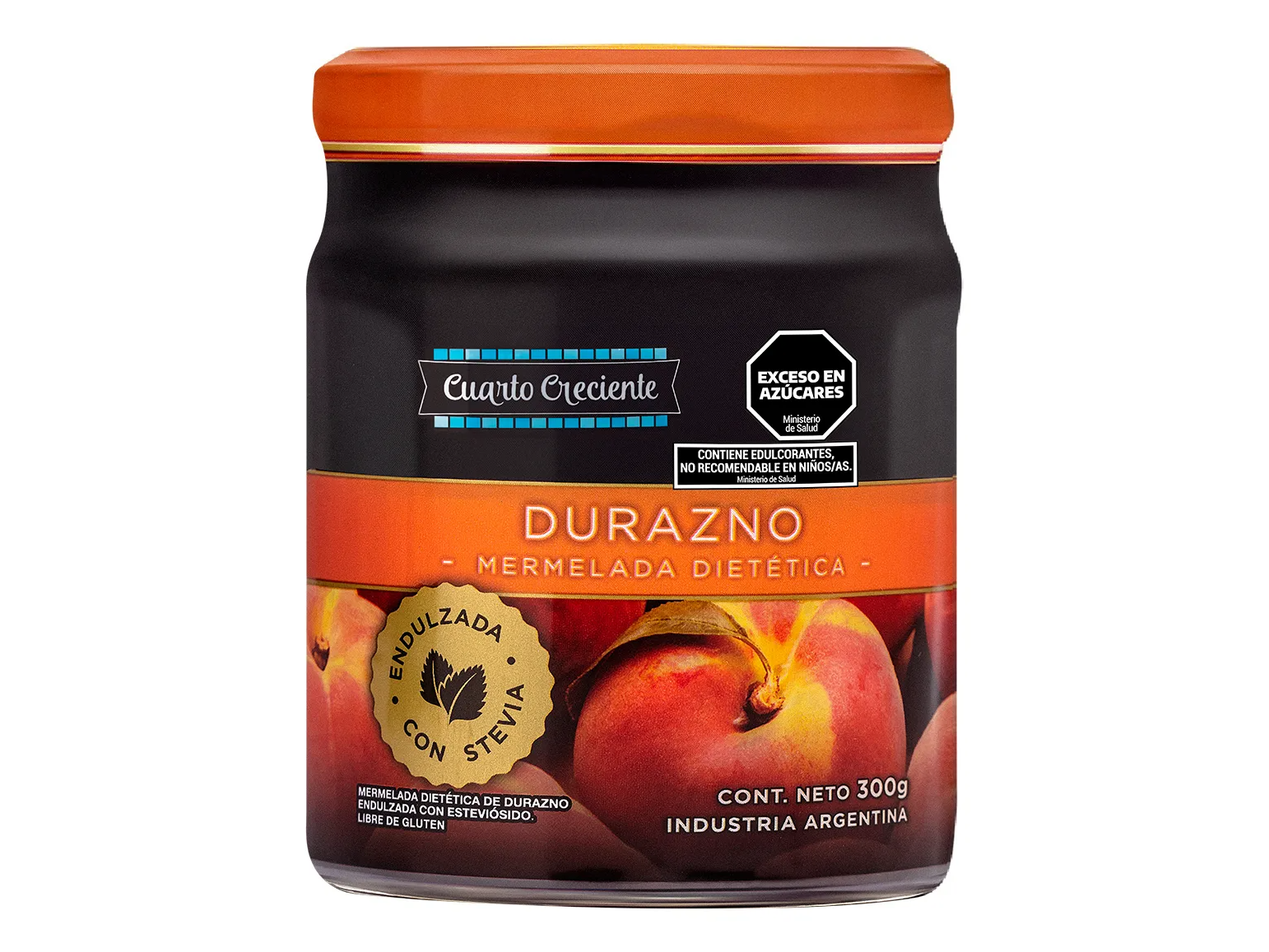 MERMELADA  DE DURAZNO CON STEVIA  CUARTO CRECIENTE X 300G