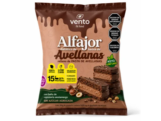 ALFAJOR DE AVELLANAS CON CHOCOLATE NEGRO SIN AZUCAR