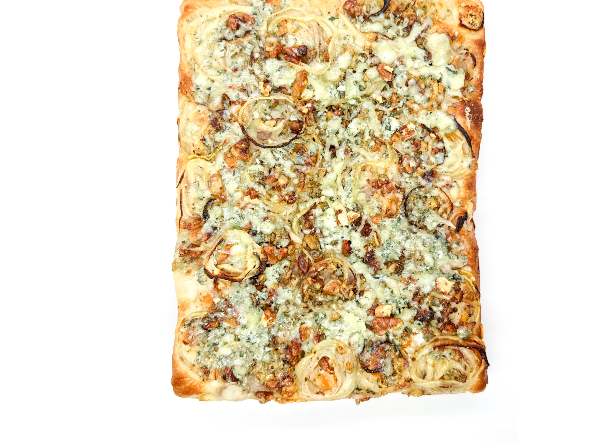 Focaccia PORCION de cebolla, queso azul y nuez