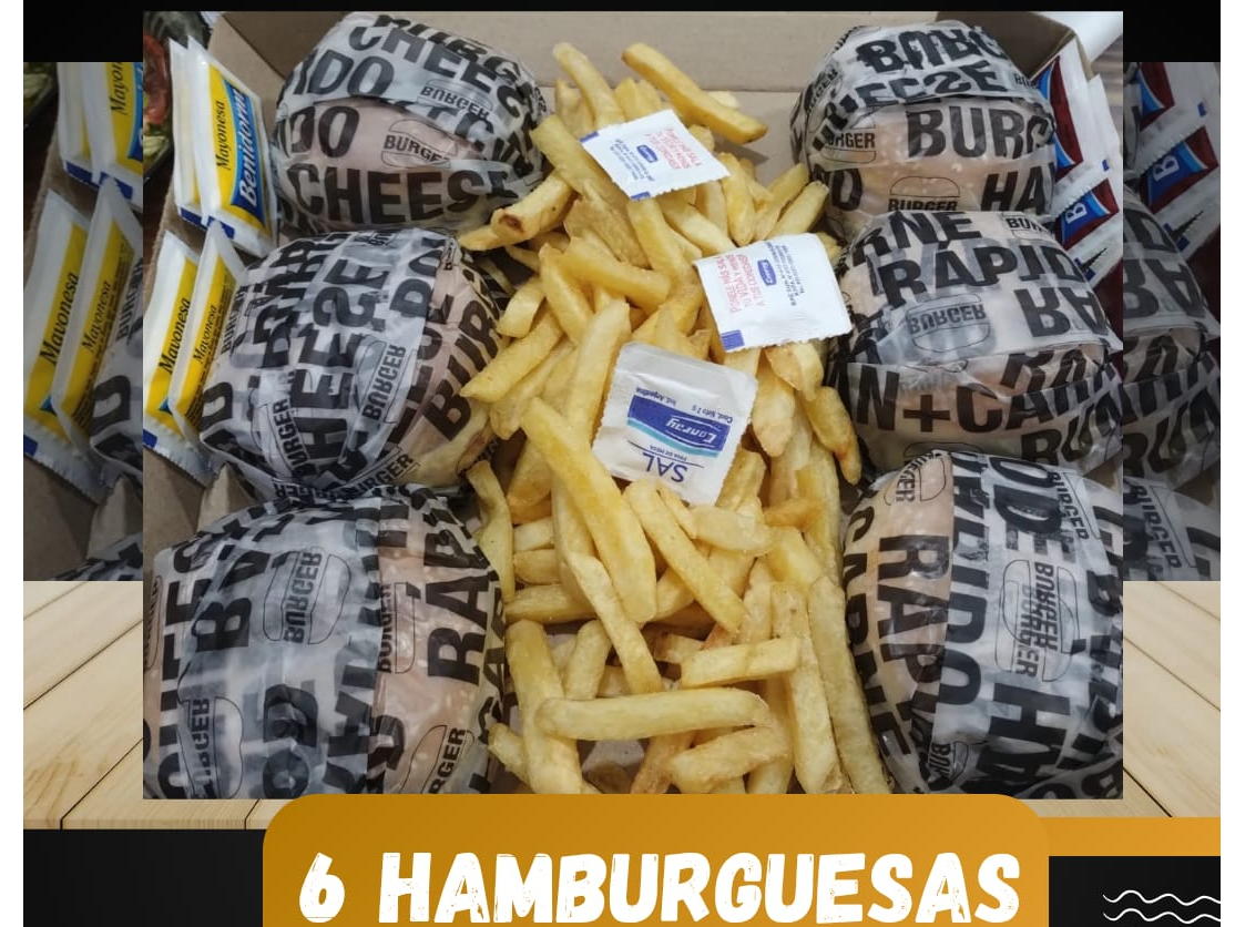 PROMO! 6 HAMBURGUESAS TAMAÑO TRADICIONAL