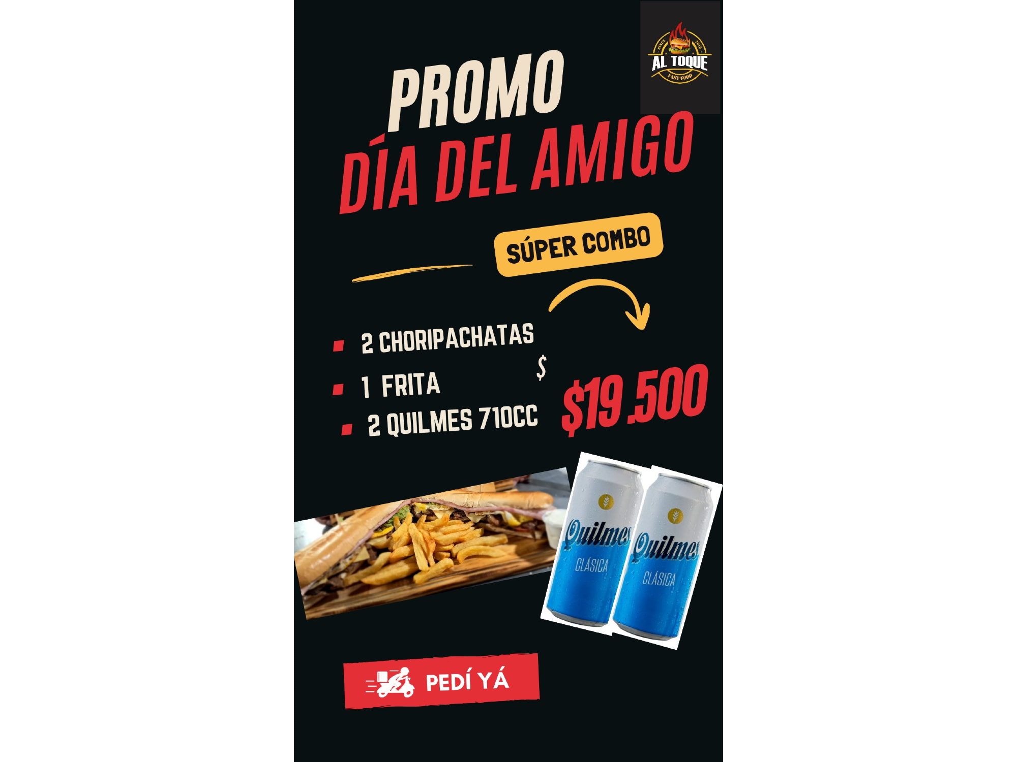 Promo amigo (2 choripachatas eso + fritas + 2 latones)