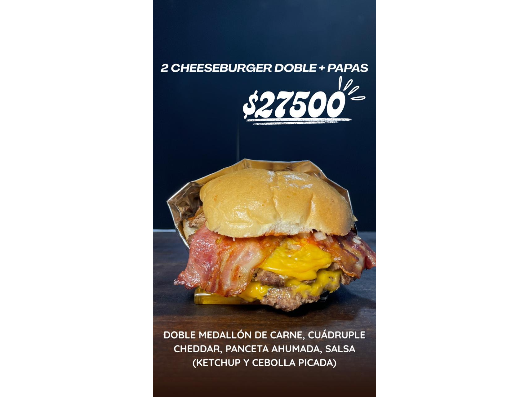 2 DOBLE CHEESE + PAPAS