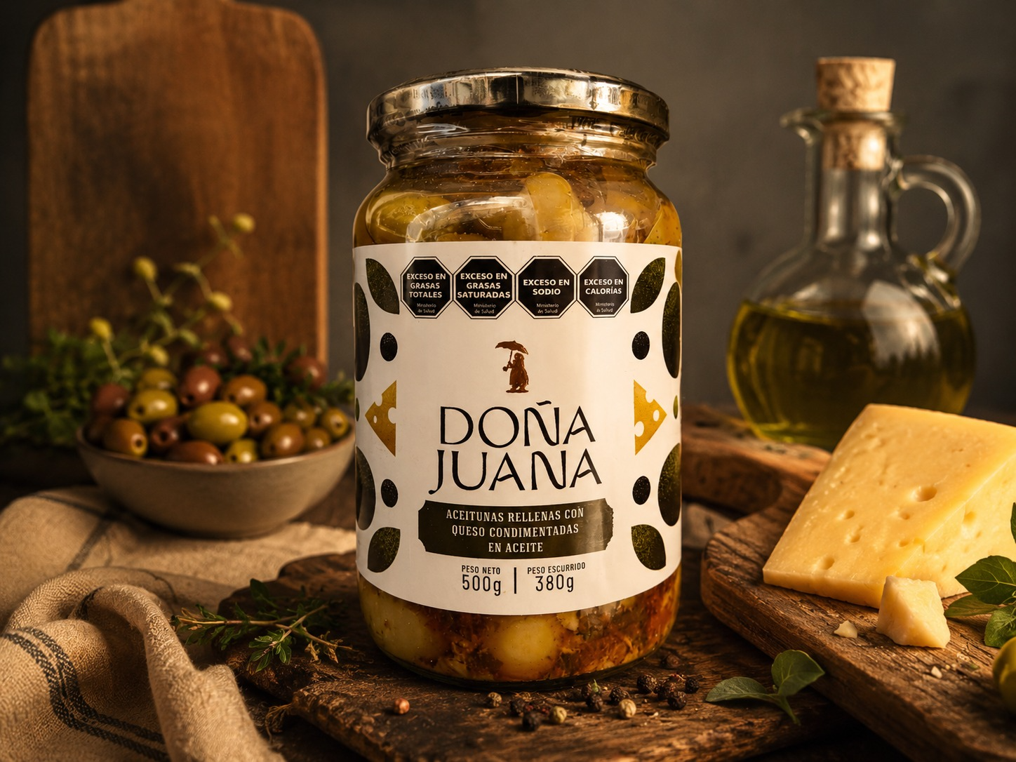 Aceitunas Rellenas con Queso por 500g (Doña Juana)