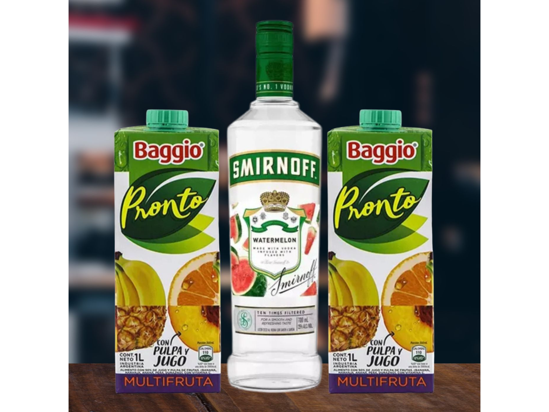 COMBO (SMIRNOFF SABORIZADO + 2 BAGGIO 1L)