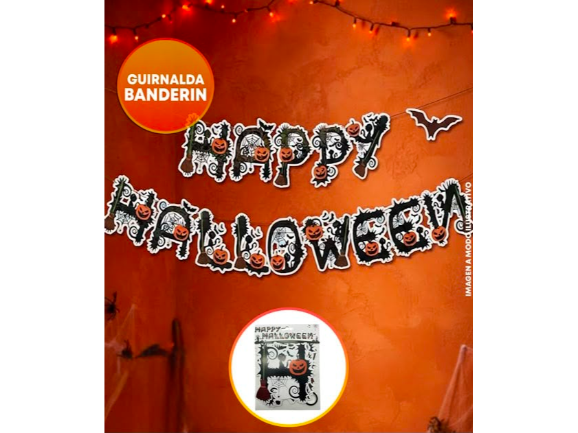 Guirnalda Happy Halloween Blanco / Negro