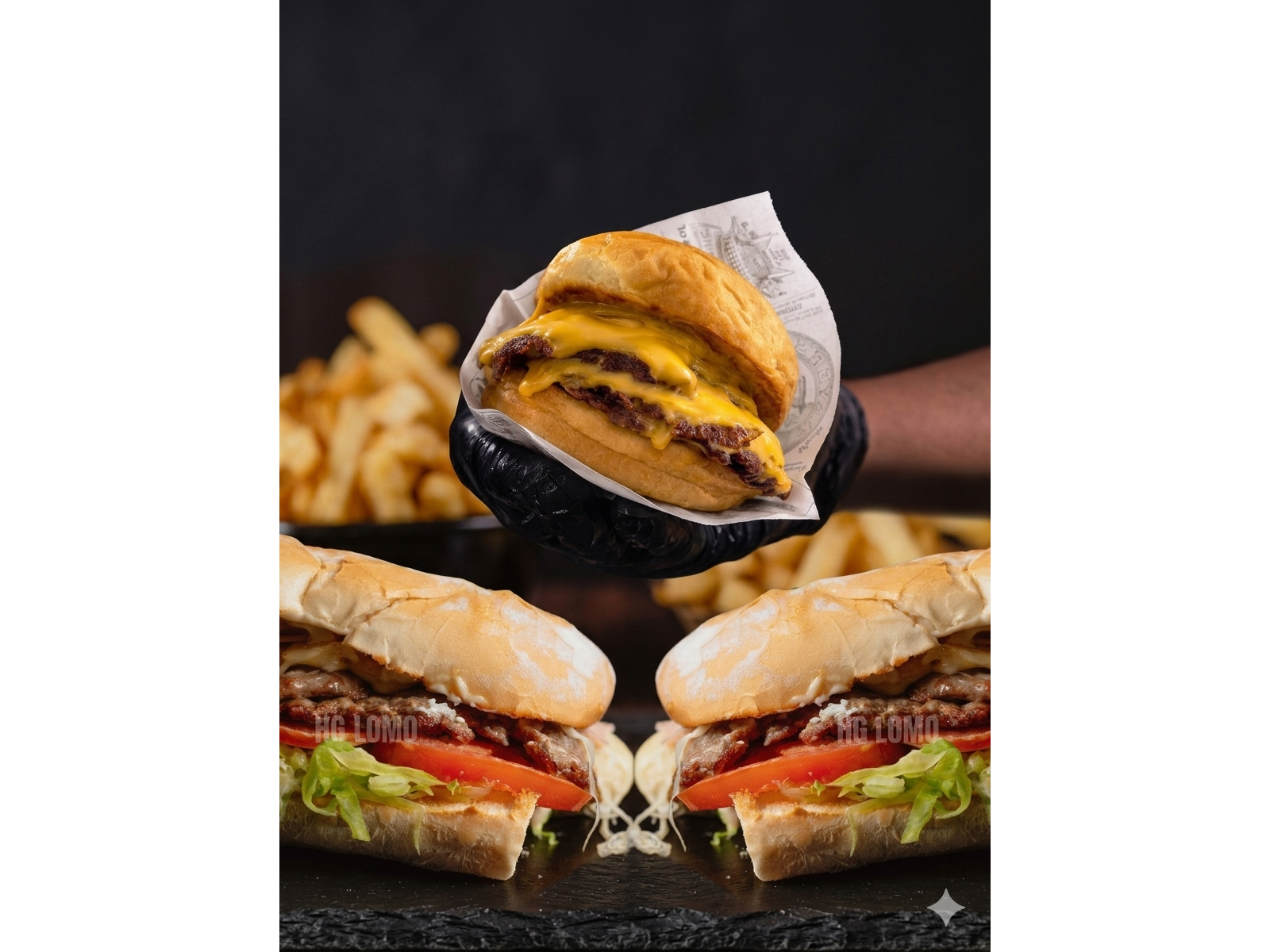 2 LOMOS  + 1 BURGUER (leer descripcion)